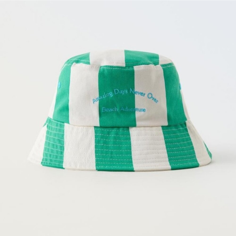 Zara Embroidered Slogan Amazing Days Never Over Beach Adventure Bucket Hat